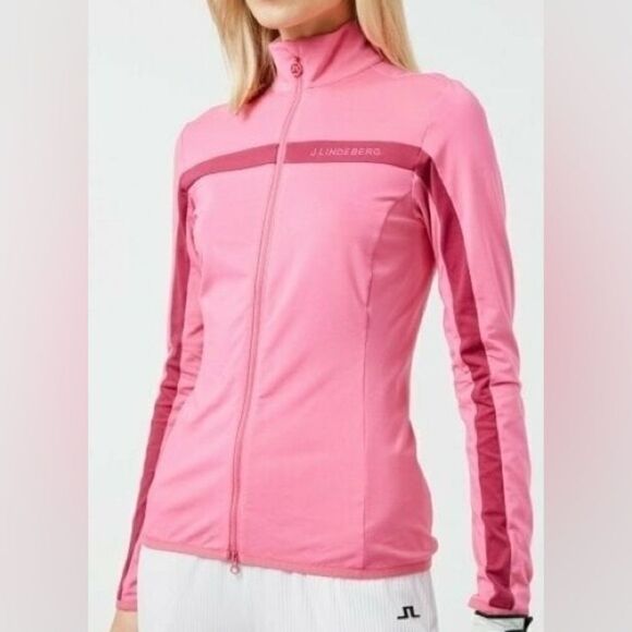 J. Lindeberg Janice Mid Layer Golf Jacket Sz XS Hot Pink Zip Front Performance - Picture 1 of 15